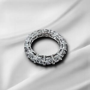 Chunky Sterling Silver and CZ Eternity Band Ring